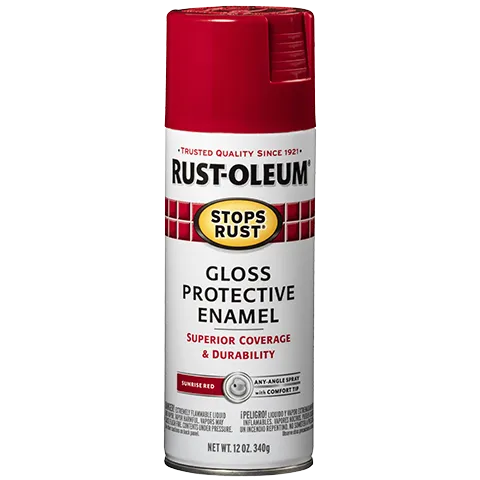 12 OZ Stops Rust Protective Enamel Spray Paint - Gloss Sunrise Red