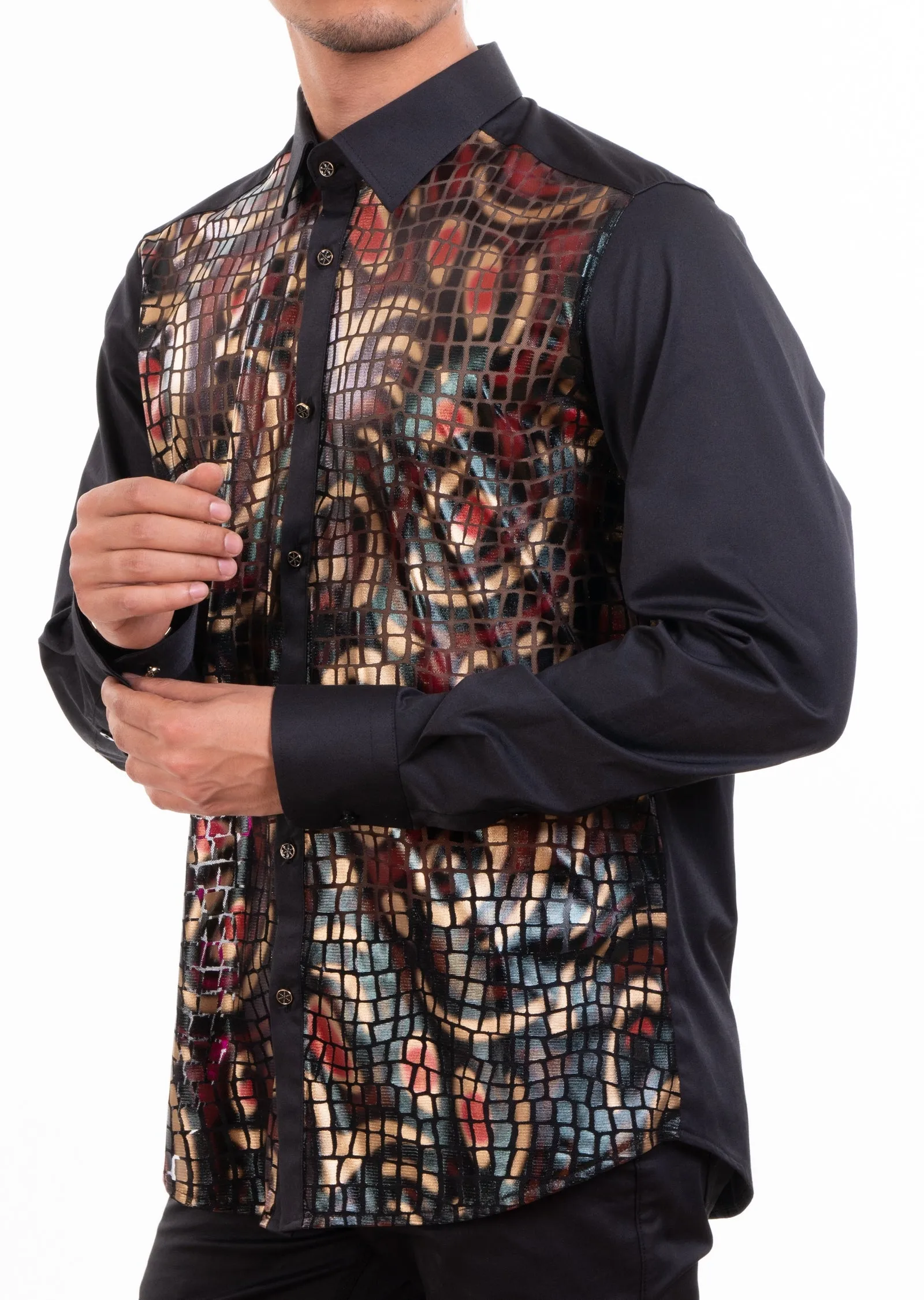 Black Fire Spray Spandex Shirt
