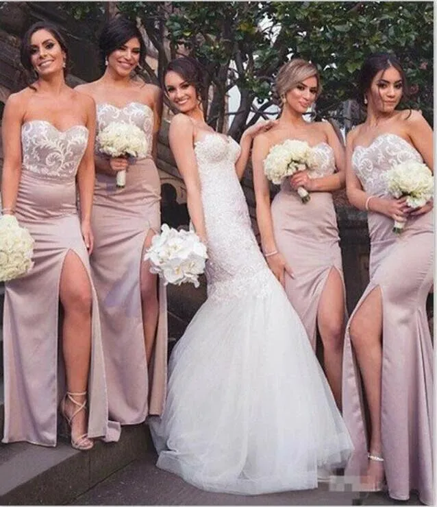 Mermaid Sweetheart Blush Bridesmaid Dresses with Lace, Wedding Party SWK20465