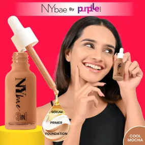 NY Bae 3IN1 Serum Foundation - Cool Mocha 08 (30 ml) | Infused with Primer | Moisturising I Glowing Korean Skin I Celeb Glow | Dewy Makeup | Evens Skin Tone | Ultra Glow