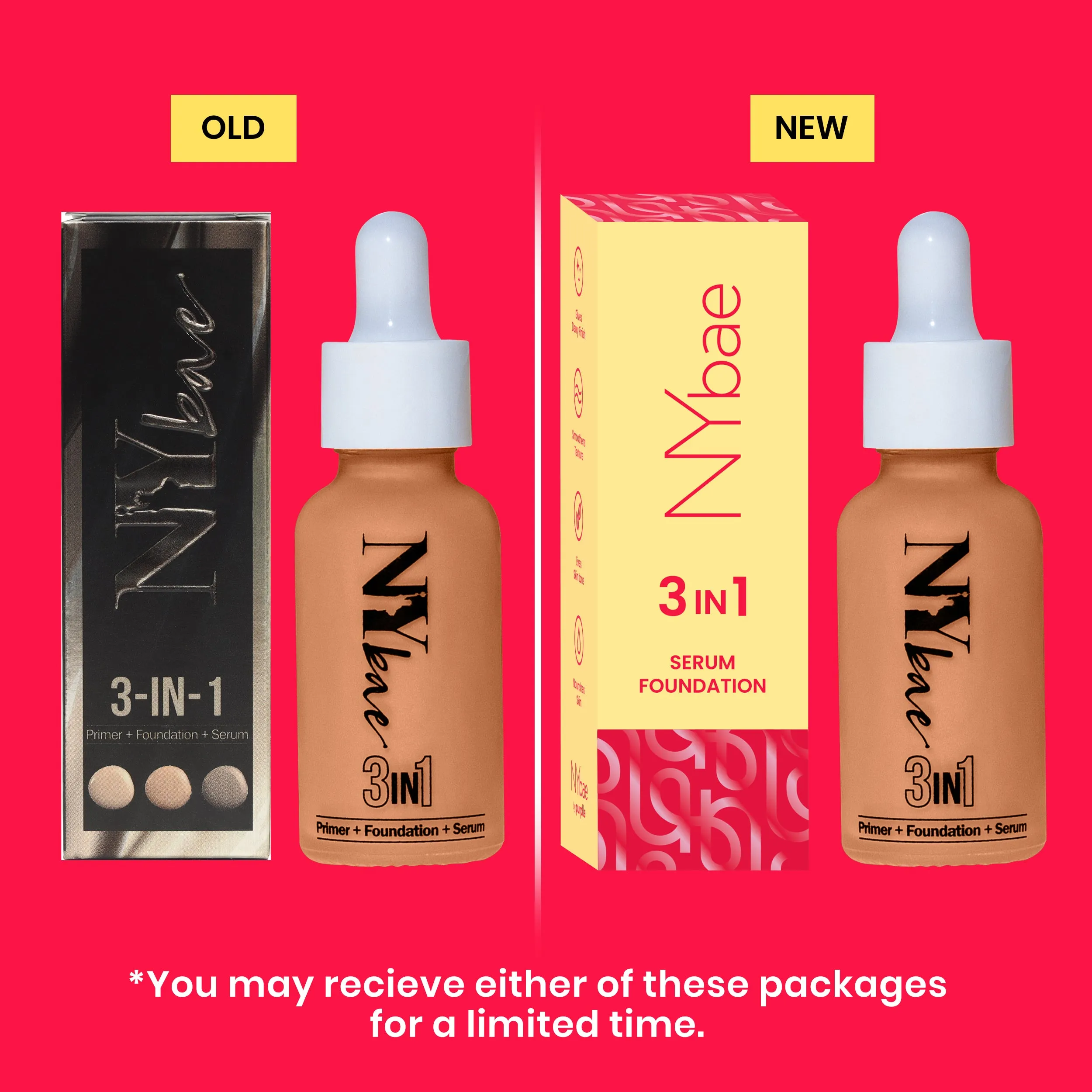 NY Bae 3IN1 Serum Foundation - Cool Mocha 08 (30 ml) | Infused with Primer | Moisturising I Glowing Korean Skin I Celeb Glow | Dewy Makeup | Evens Skin Tone | Ultra Glow