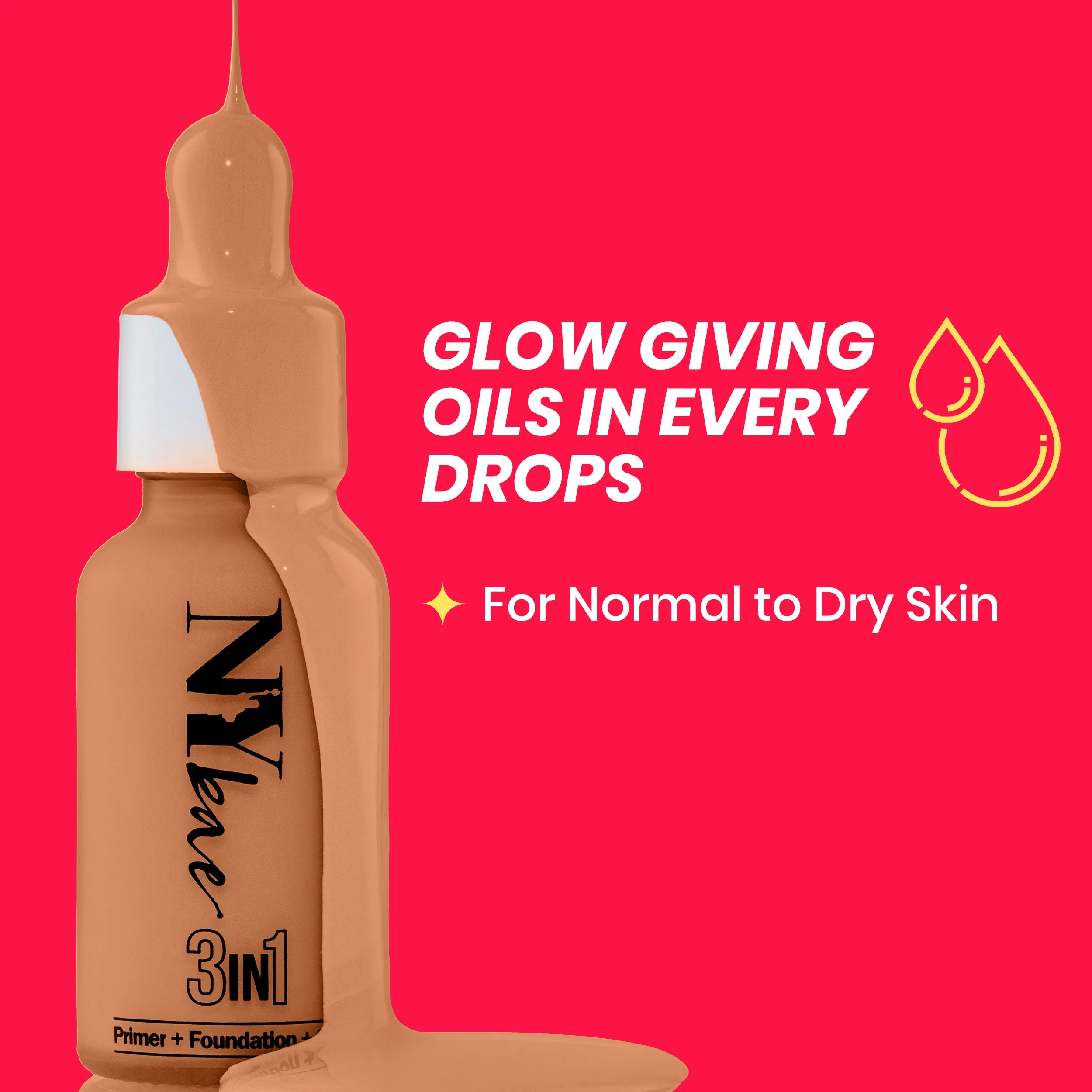 NY Bae 3IN1 Serum Foundation - Cool Mocha 08 (30 ml) | Infused with Primer | Moisturising I Glowing Korean Skin I Celeb Glow | Dewy Makeup | Evens Skin Tone | Ultra Glow