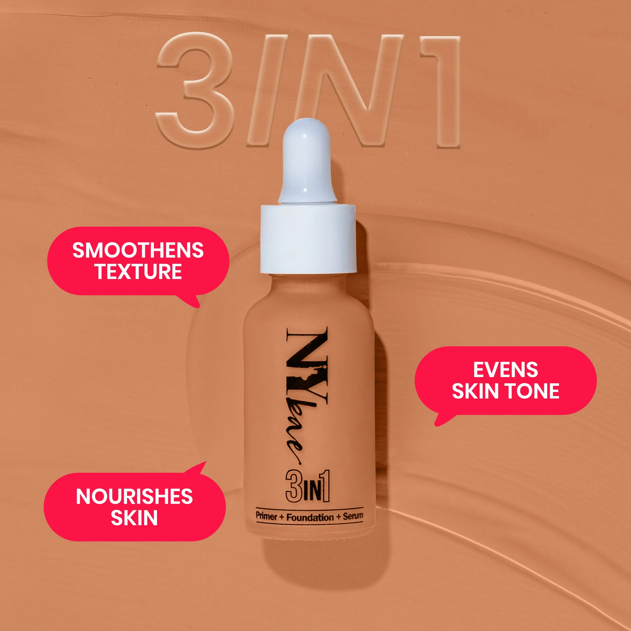 NY Bae 3IN1 Serum Foundation - Cool Mocha 08 (30 ml) | Infused with Primer | Moisturising I Glowing Korean Skin I Celeb Glow | Dewy Makeup | Evens Skin Tone | Ultra Glow