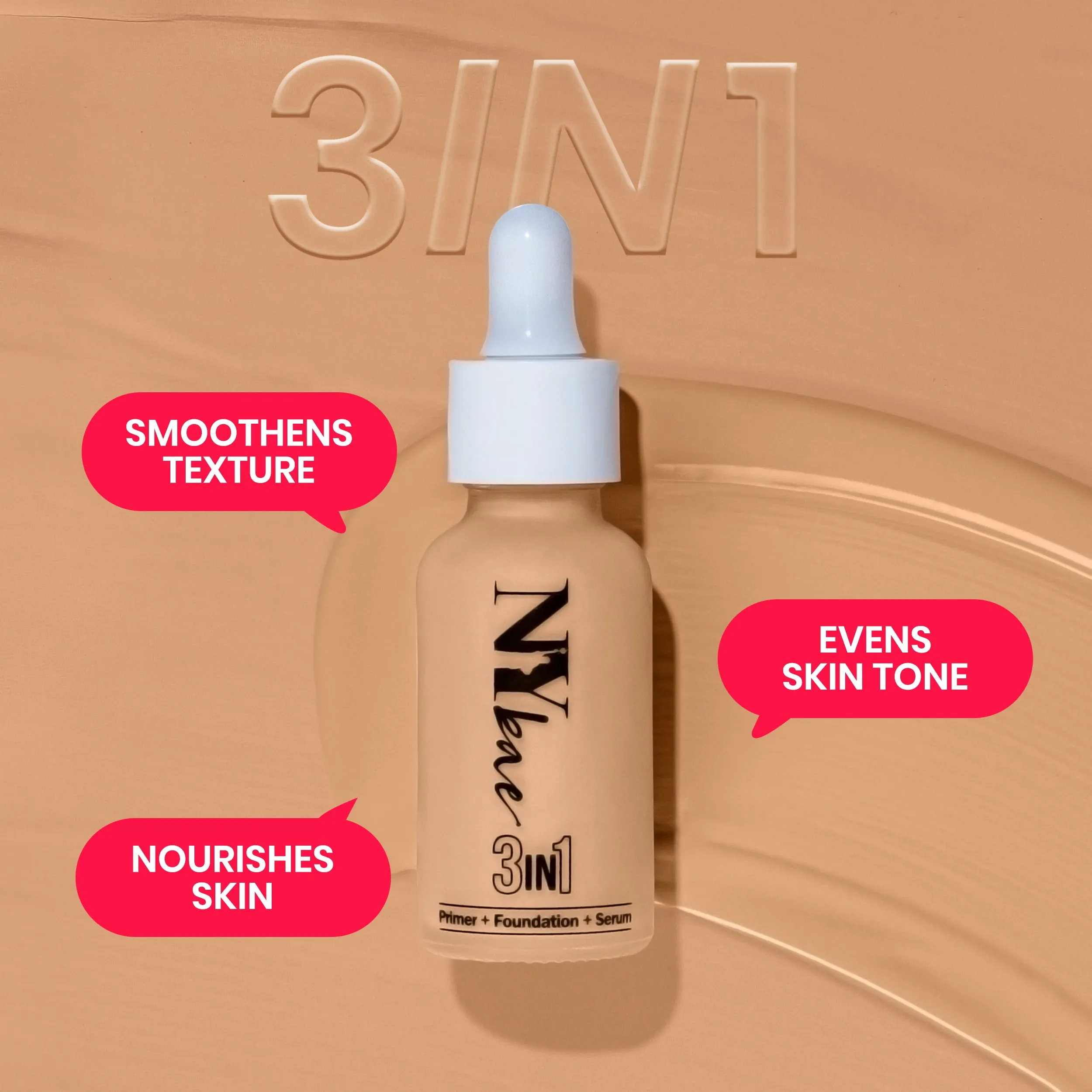 NY Bae 3IN1 Serum Foundation - Cool Pearl 10 (30 ml) | Infused with Primer | Moisturising I Glowing Korean Skin I Celeb Glow | Dewy Makeup | Evens Skin Tone | Ultra Glow