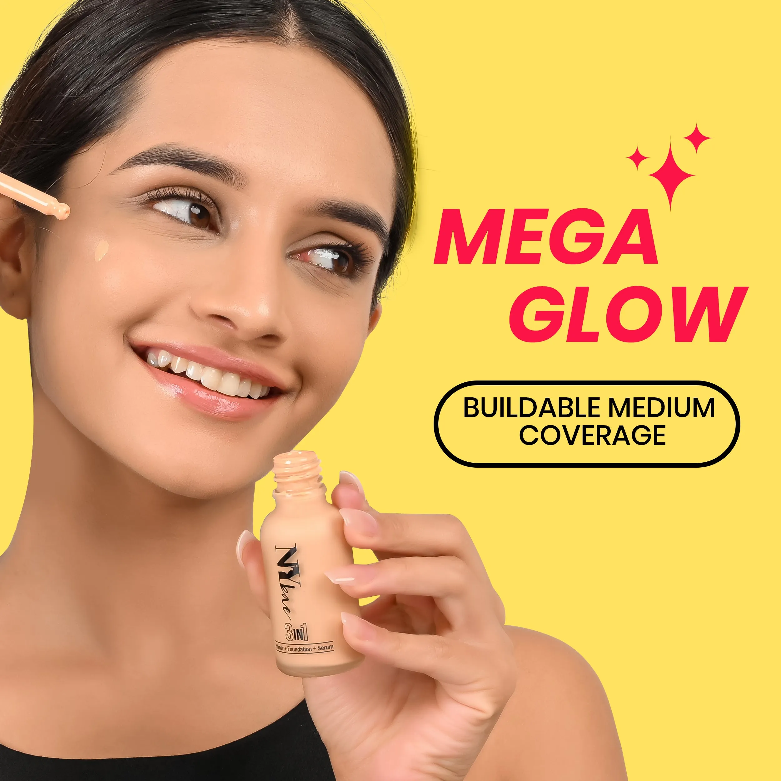 NY Bae 3IN1 Serum Foundation - Cool Pearl 10 (30 ml) | Infused with Primer | Moisturising I Glowing Korean Skin I Celeb Glow | Dewy Makeup | Evens Skin Tone | Ultra Glow