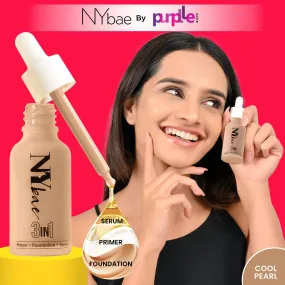 NY Bae 3IN1 Serum Foundation - Cool Pearl 10 (30 ml) | Infused with Primer | Moisturising I Glowing Korean Skin I Celeb Glow | Dewy Makeup | Evens Skin Tone | Ultra Glow