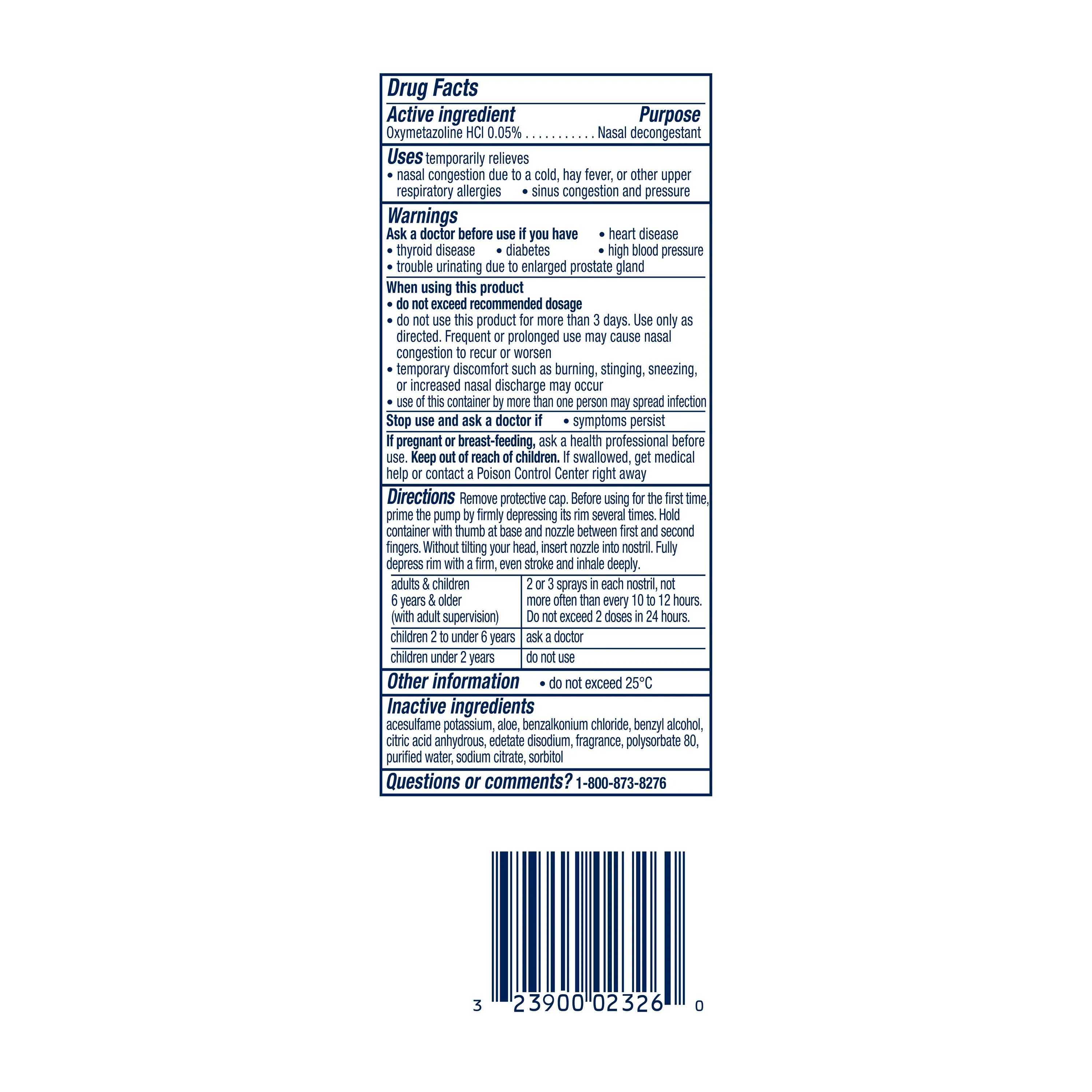 Vicks Sinex Severe Moisturizing Sinus Decongestion Spray Ultrafine Mist 0.5 fl oz