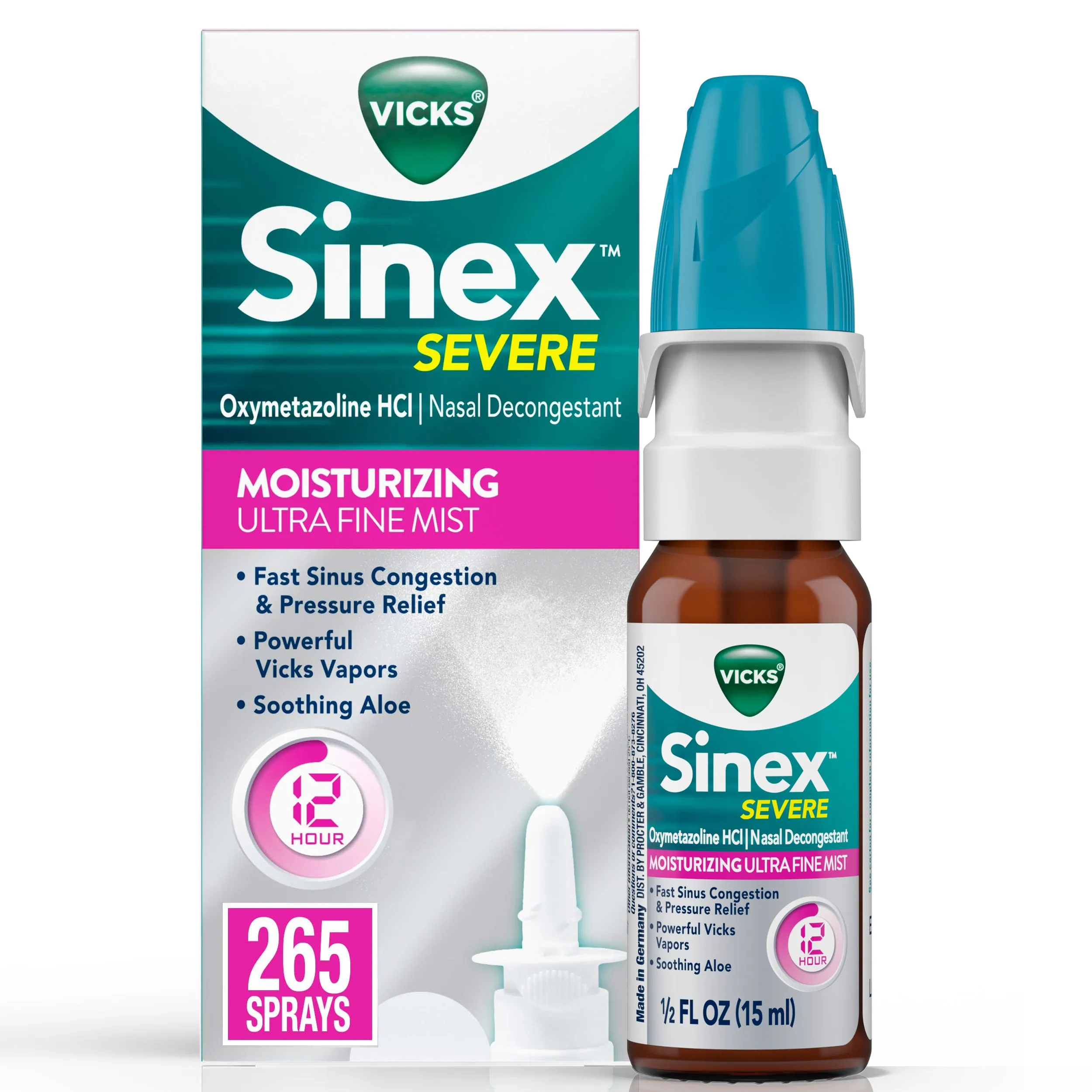Vicks Sinex Severe Moisturizing Sinus Decongestion Spray Ultrafine Mist 0.5 fl oz